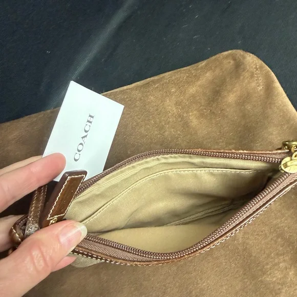 Coach Brown Suede Crossbody Bag with Wristlet - Picture 7 of 7